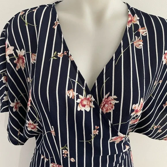 Ally Wrap Floral Maxi Stripe Dress - Picture 3 of 9